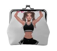 Cute Cactus Seamless Illustration Prints Coin Purses with Kiss-lock, PU Leather Mini Pouch Change Wallet for Men Women, Cheerleader, One Size, Fashion