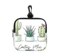 Cute Cactus Succulent Cacti, Square Zipper Storage Bag, Neoprene Coin Purse, Small Wallets, Change Pouch, Change Purse