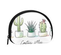 Cute Cactus Succulent Cacti, Women's Storage Bag Shell Makeup Bag Small Coin Purse Shell Change Pouch
