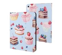 Cute Cake Pattern Watercolor Slim Tablet Cases Compatible with iPad Series Without Pencil Holder Protective Cover Compatible with iPad 10代 (10.9in)