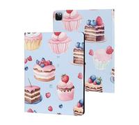 Cute Cake Pattern Watercolor Slim Tablet Cases Compatible with iPad Series Without Pencil Holder Protective Cover Compatible with iPad Pro 2020/2021/2022 (12.9in)
