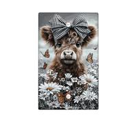 Cute Calf Light Switch Cover Plates/Outlet Covers, Black White Bow with Butterflies and Flowers, Thermoplastic Wall Plates, Standard Size Blank Cover Plate