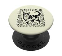 Cute Calico Cat Wildflowers Artwork Cat Lovers Cat Mom PopSockets Adhesive PopGrip