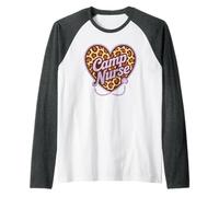 Cute Camp Nurse Camping Heart Wellness Crew Appreciation Raglan Baseball Tee