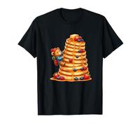 Cute Camper Bear Climbing Berry Pancake Stack T-Shirt