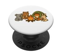 Cute Camping Animals Around Campfire - Koala Bear Fox Bunny PopSockets Adhesive PopGrip