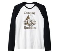 Cute Camping Foxes Fox Camp Hike Hiking Vacation Holiday Raglan Baseball Tee