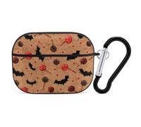 Cute Candy Bats Pattern Compatible with Airpods Pro Case Cover Hard Cases with Durable Hanging Buckle Charging Visible LED