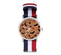 Cute Candy Bats Pattern Wrist Watches for Men Women Casual Braided Strap Easy Reader for Work Workout