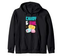 Cute Candy Girl Shirt Sweet Tooth Rainbow Cotton Candy Shirt Zip Hoodie