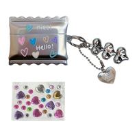 Cute Candy-Shaped Shockproof Protective Cover for Airpods 4/Pro/Pro2 - Sweet Heart TPU Case with Charging Port, Adorable Kawaii Gift for Valentine's Day (Silver,for Airpods Pro/Pro2)