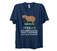 Cute Capybara Adult T Shirt 'I'm Really A Capybara' Gifts Funny Meme Top Capybara Tee Unisex Animal Lovers Top Men Women (UK, Alpha, M, Navy)