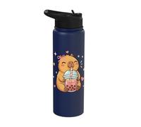 Cute Capybara Anime Drinking Bubble Boba Tea Kawaii Girl Kid Stainless Steel Insulated Water Bottle