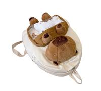 Cute Capybara Backpack - Cartoon School Backpack - Cute Plush School Bag, Animal Backpack Shoulder Bag, Stuffed Animal Bag for Students Kids, White, Refer to description