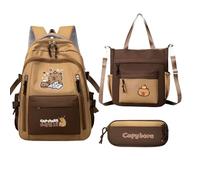 Cute Capybara Backpack,Cute Capybara School Bag Set for Kids - Stationery Kit School Supplies for Water Bottle Books Daily Teenage Students Commuting Birthday Travel