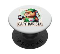 Cute Capybara Barista Brewing Coffee PopSockets Adhesive PopGrip