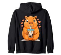 Cute Capybara Boba Bubble Tea Adorable Animal Lover Zip Hoodie