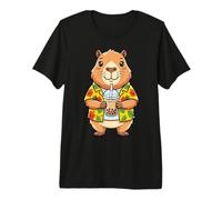 Cute Capybara Bubble Tea Hawaiian Shirt Premium T-Shirt