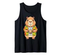 Cute Capybara Bubble Tea Hawaiian Shirt Tank Top