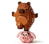 Cute Capybara Building Blocks Set, Pink Piglet and Capybara Construction Toy, Mini Bricks Capybara Gifts for Boys and Girls, Creative DIY Educational Toy for Stress Relief & Home Decor