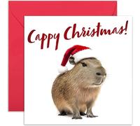 Cute Capybara Christmas Card for Friend - Alternative Christmas Greeting Card - Funny Festive Card Design for Him Her - Simple and Fun Gift for Son Daughter Boyfriend Girlfriend Wife Husband
