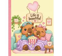 Cute Capybara Composition Notebook Wide Ruled 7.5" x 9.25": Capybara Eating Popcorn: Notebook for Girls