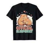 Cute Capybara Cozy Sleep Design Valentine Theme T-Shirt