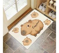 Cute Capybara Door Mats 45 X 75 Cm, Washable Indoor Doormat Tpr Non-Slip, Dirt Trapper Front Door Mat Inside, Cartoon Animals Absorbent Entrance Rug For Entryway, Pets And Dogs - White