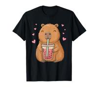 Cute Capybara Drink Bubble Tea Kawaii Capy Lover Girls Kids T-Shirt