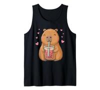 Cute Capybara Drink Bubble Tea Kawaii Capy Lover Girls Kids Tank Top