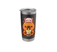 Cute Capybara Drinking Boba Kawaii Axolotl Bubble Tea Stainless Steel Insulated Tumbler
