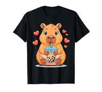 Cute Capybara Drinking Bubble Tea Boba Animal Design T-Shirt