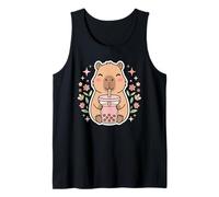 Cute Capybara Drinking Bubble Tea Capy Animal Lover Tank Top