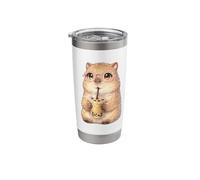Cute Capybara Drinking Bubble Tea with Pink Glasses Stainless Steel Insulated Tumbler