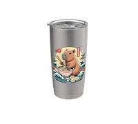 Cute Capybara Eating Ramen Bowl Waves Eggs Stainless Steel Insulated Tumbler