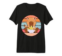 Cute Capybara Eats Ramen Noodles Capybara Ramen Animal Natur Premium T-Shirt
