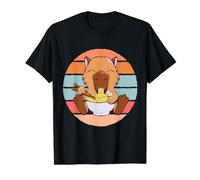 Cute Capybara Eats Ramen Noodles Capybara Ramen Animal Natur Value Graphic T-Shirt, Men, Black, S