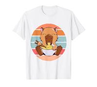 Cute Capybara Eats Ramen Noodles Capybara Ramen Animal Natur Value Graphic T-Shirt, Men, White, S