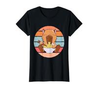 Cute Capybara Eats Ramen Noodles Capybara Ramen Animal Natur Value Graphic T-Shirt, Women, Black, S