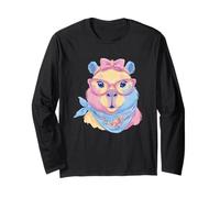 Cute Capybara Floral Portrait Animal Lover Graphic Pastel Long Sleeve T-Shirt