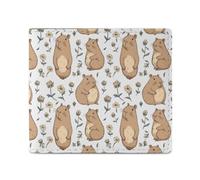 Cute Capybara Flowers Bifold Wallet Front Pocket with Money and Credit Card Holder for Men Women