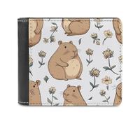 Cute Capybara Flowers Printed Bifold Wallet with Hidden Compartments Pocket Money and Credit Card Holder for Men Women
