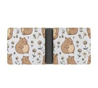 Cute Capybara Flowers Printed Bifold Wallet with Hidden Compartments Pocket Money and Credit Card Holder for Men Women