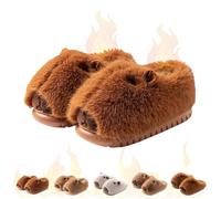 Cute Capybara Fuzzy Slippers for Women, Plush Capybara Slippers Warm Winter Wear Home Cozy Soft Stuff Indoor Shoes (Brown, M, Adult, Women, 4, Numeric Range, UK Footwear Size System, 5, Medium)