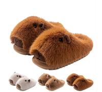 Cute Capybara Fuzzy Slippers for Women, Plush Capybara Slippers Warm Winter Wear Home Cozy Soft Stuff Indoor Shoes (Brown A, M, Adult, Women, 5, Numeric Range, UK Footwear Size System, 6, Medium)