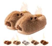 Cute Capybara Fuzzy Slippers for Women, Plush Capybara Slippers Warm Winter Wear Home Cozy Soft Stuff Indoor Shoes (khaki, M, Adult, Women, 6, Numeric Range, UK Footwear Size System, 7, Medium)