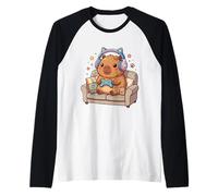 Cute Capybara Gamer Kawaii Gaming Aesthetic Chill Vibes Raglan Baseball Tee