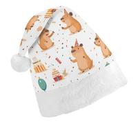 Cute Capybara Happy Birthday Santa Hat Christmas Holiday Party Headwear for Adults Soft Velvet Festive Costume Accessory Adult