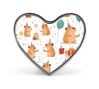 Cute Capybara Happy Birthday Unisex Novelty Brooches & Pins Heart Metal Lapel Badge for Clothing Shawl Hat