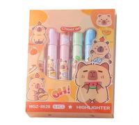 Cute Capybara Highlighter Pens - Chisel Tip Cute Capybara Highlighters Set - Lovely Highlighter Pen, Chisel Tip Assorted Colors | No Bleed Fluorescent Markers, Journaling Supplies School Stationery Se